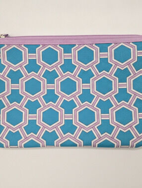 Jonathan Adler x Clinique Geometric Pattern Blue and Lavender Zip Pouch